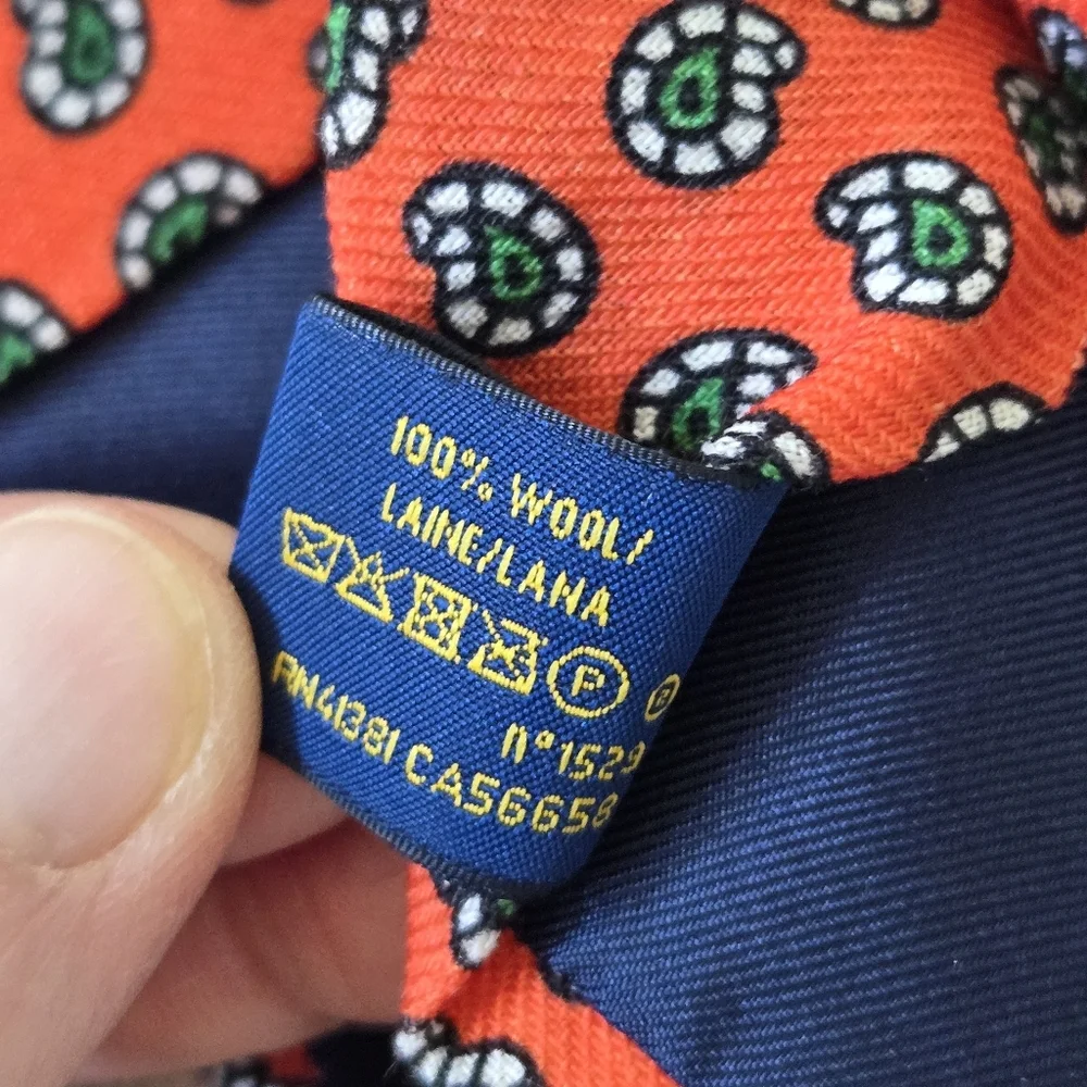 Polo by Ralph‎ Lauren Paisley 100% Silk Tie Hand Made in Italy